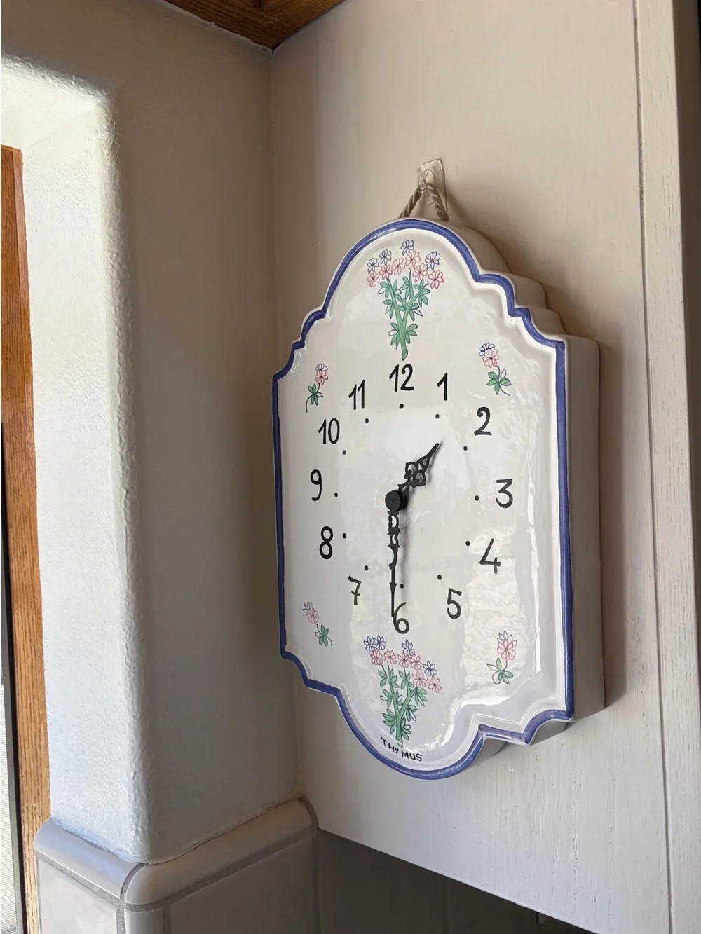 4th of July Sale! VTG Ceramic Wall Clock Floral, made in Italy Williams Sonoma